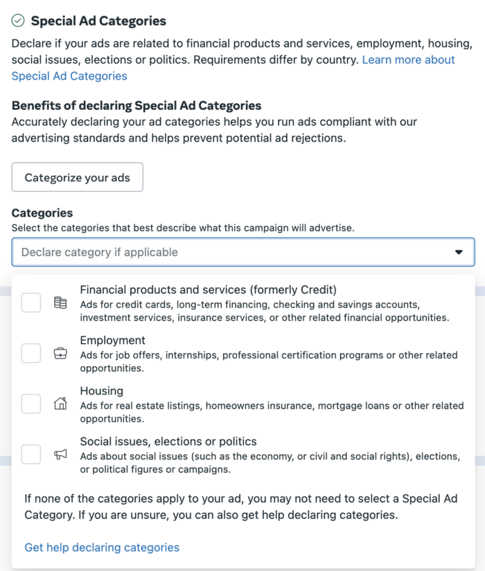 Special Ad Categories